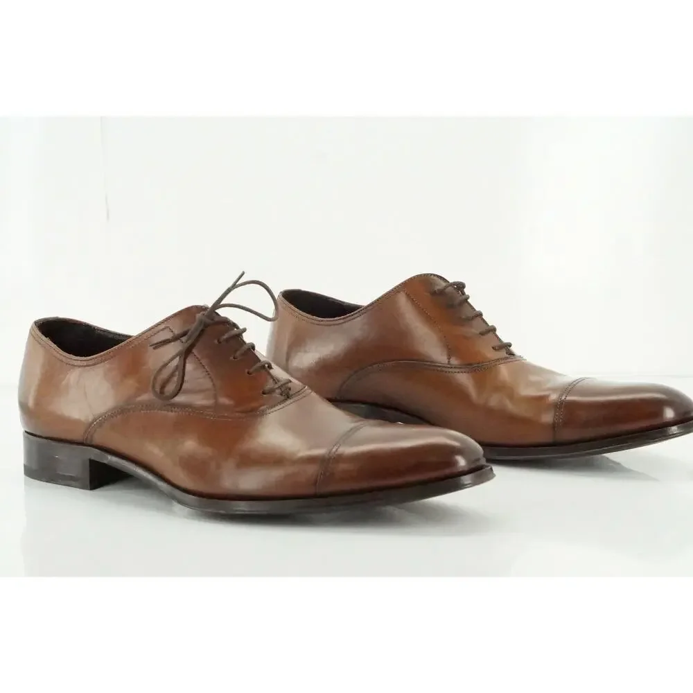 To Boot New York Men's Brown Leather Aidan Cap Toe Oxfords